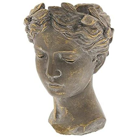送料無料でお届けしますLucky Winner Greek/R0man Style Female Statue Head Cement Planter (10.5&qu0t;)