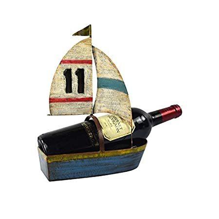 少し豊富な贈り物 Beachcombers 8.4インチ ワインボトルホルダー ヨット メタル ワインラック
