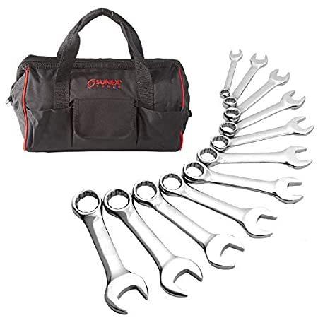 SUNEX 11-Piece SAE Stubby Combination Wrench Set with Bag | 3/8”- 1”