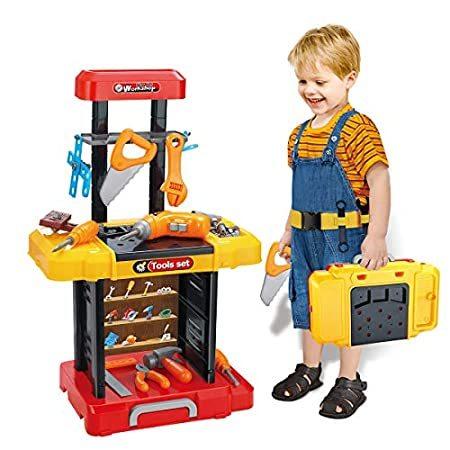 UNIH Kids Tool Bench with Electric Drill Toddler Workbench Tools