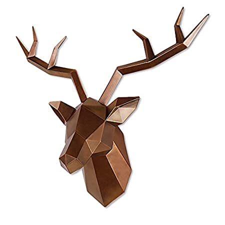 鹿の頭 壁装飾 幾何学模様 アンティーク 銅 鹿の角 壁 彫刻 人工剥製 樹脂製 壁 動物 頭 19x7x17インチ ラージサイズ B092tth3 Dik Onlineshop 通販 Yahoo ショッピング