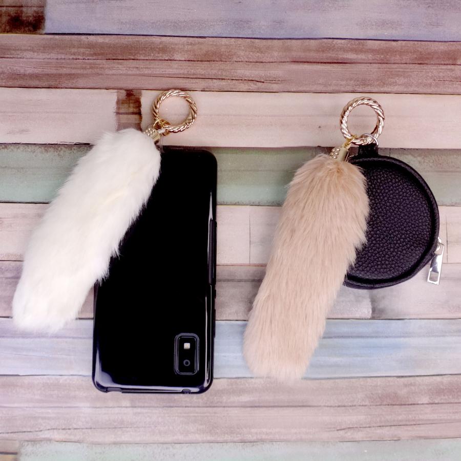 しっぽキーホルダー カラビナ付き エコファー 尻尾キーリング 15cm