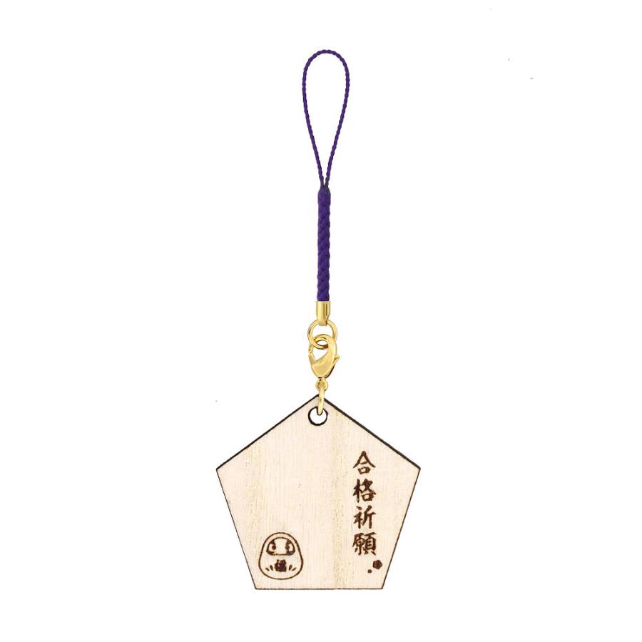 お守りストラップ 合格祈願 お守り 木札絵馬ストラップ 五角型 桜型