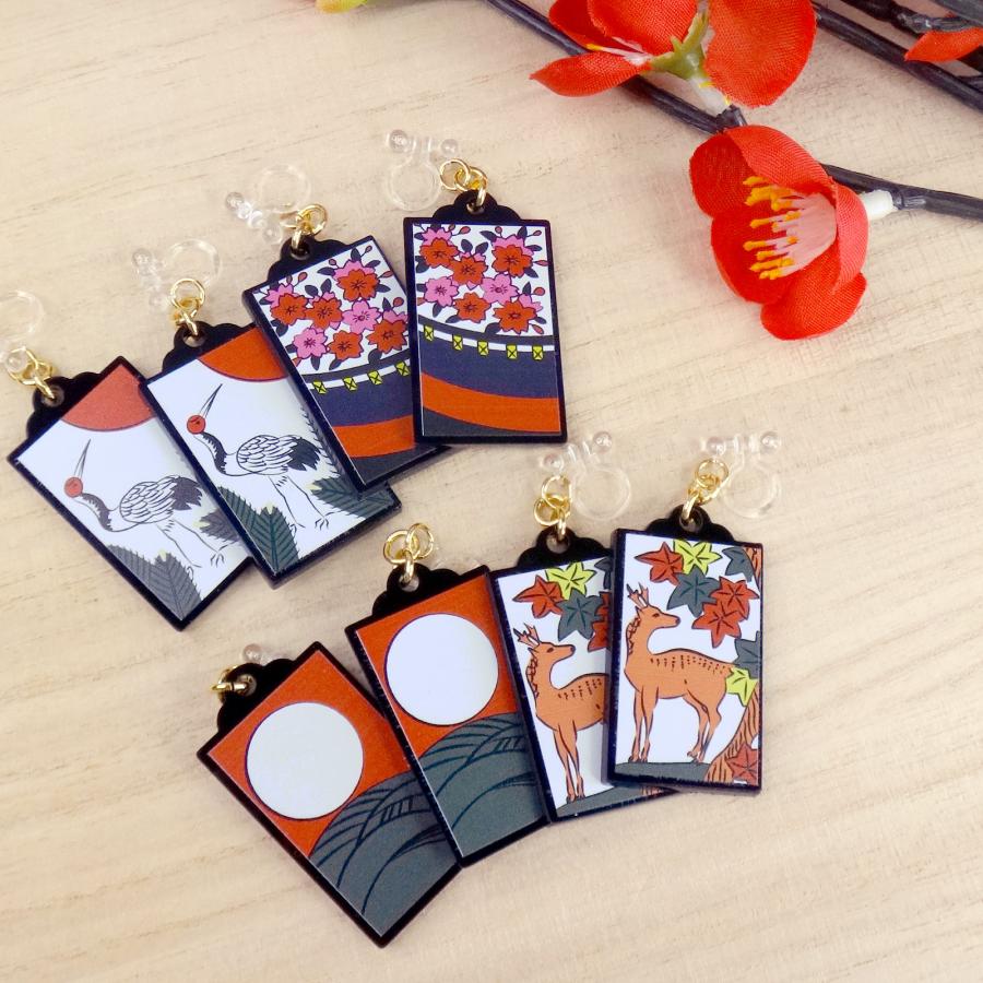 花札 ピアス 和風 和雑貨 耳飾り おしゃれ 花札グッズ 縁起物 成人式