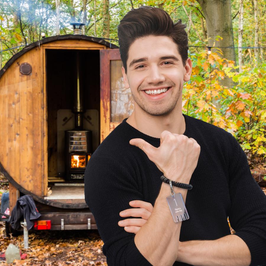 手首用 コイルブレスレット 二重 リング付き コイルキーホルダー