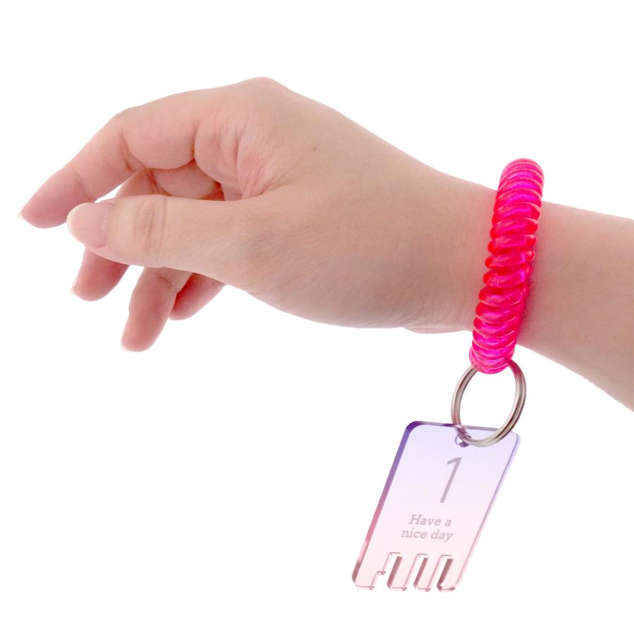 手首用 コイルブレスレット 二重 リング付き コイルキーホルダー