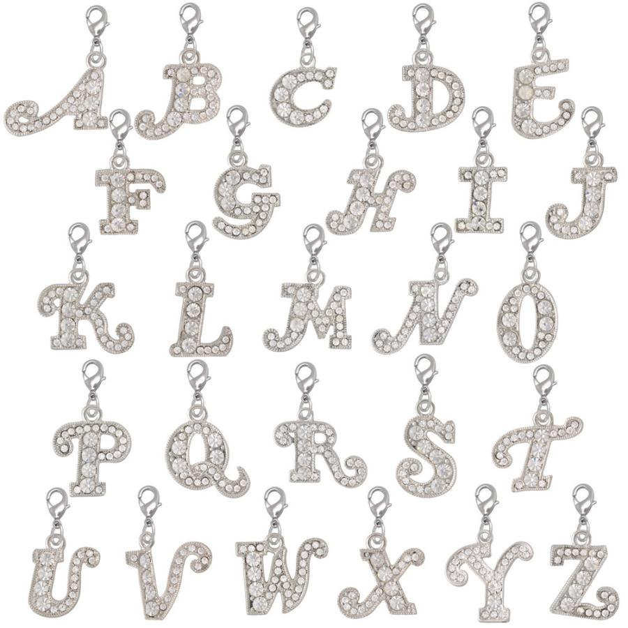 イニシャルチャーム フック付き ラインストーンチャーム シルバー ハンドメイド パーツ Y21S 1個入り カニカンC27付き 大王製作所 | ブランド登録なし