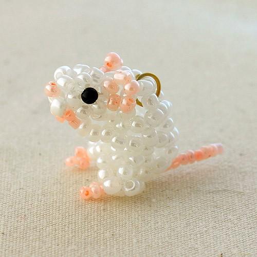 ビーズ干支チャーム 十二支 子 ねずみ ビーズ作家北村恵子デザイン