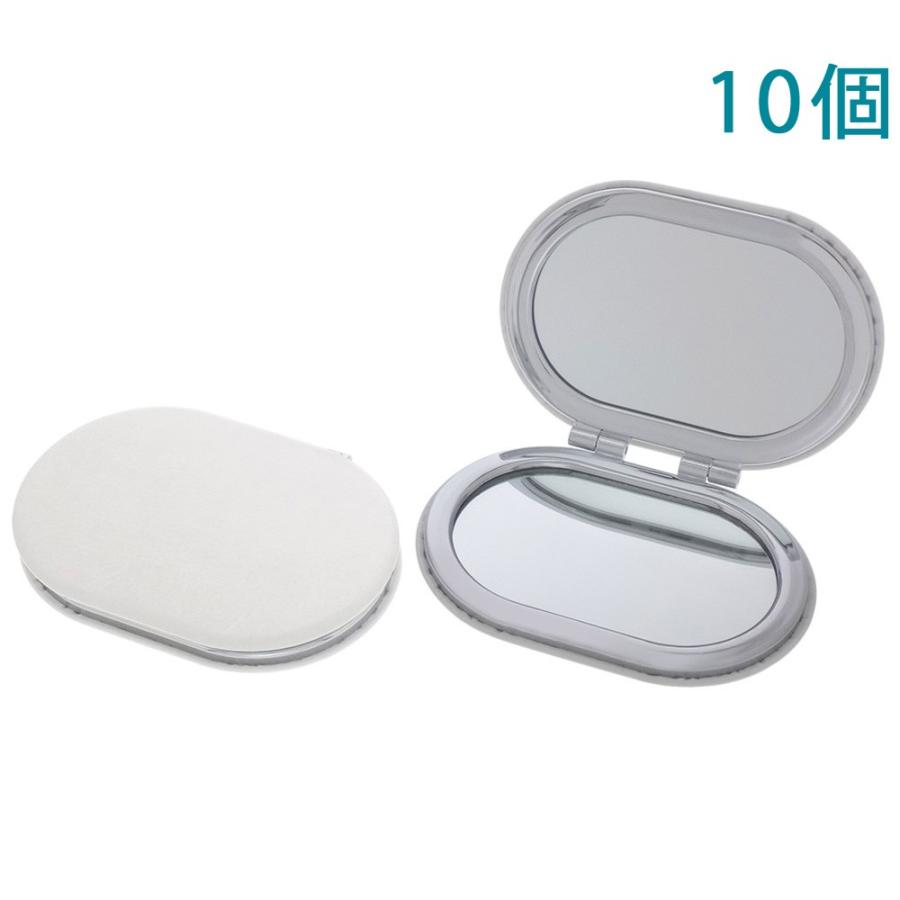 コンパクトミラー 楕円型 両面ミラー 拡大鏡付 80×55mm ダックワーズ