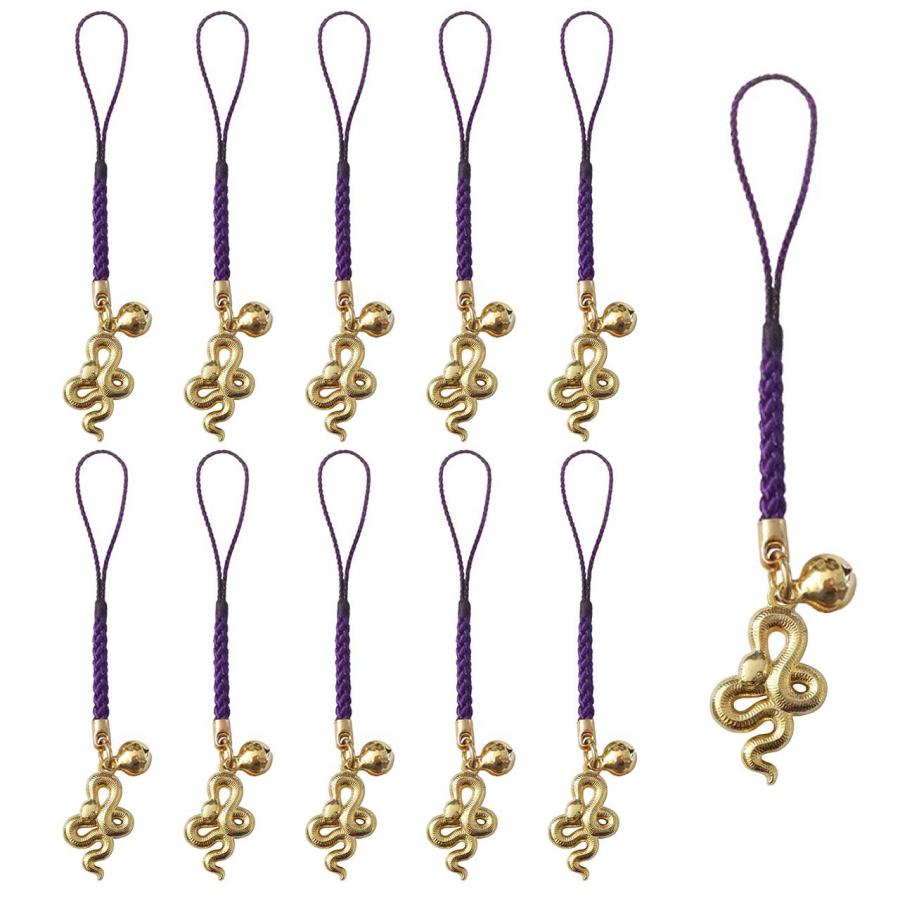 干支 お守りストラップ 2025年干支 巳 へび 10個入 縁起物 ゴールド