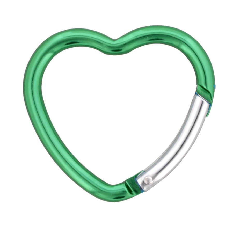 カラビナ ハート型 40mm アルミ製 4×40H カラー 1個入り キーホルダー