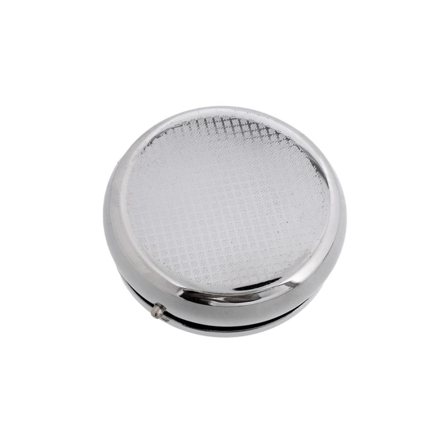 ピルケース 丸型 3区画 シルバー デコベース付き アクセサリーケース