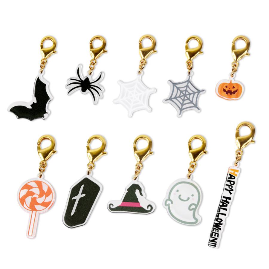 ハロウィン カニカンフックチャーム マスクチャーム クモの巣 グレー 1