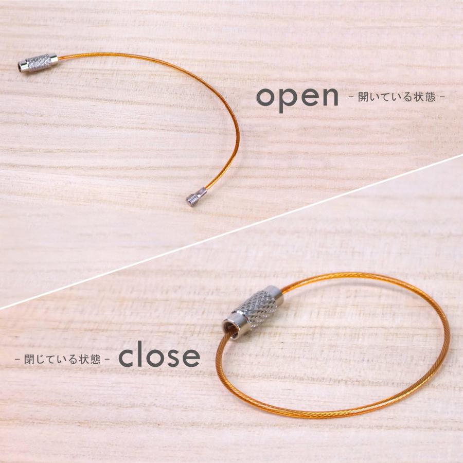 ワイヤーキーホルダー ワイヤーリング ねじ式 キーチェーン カラフル