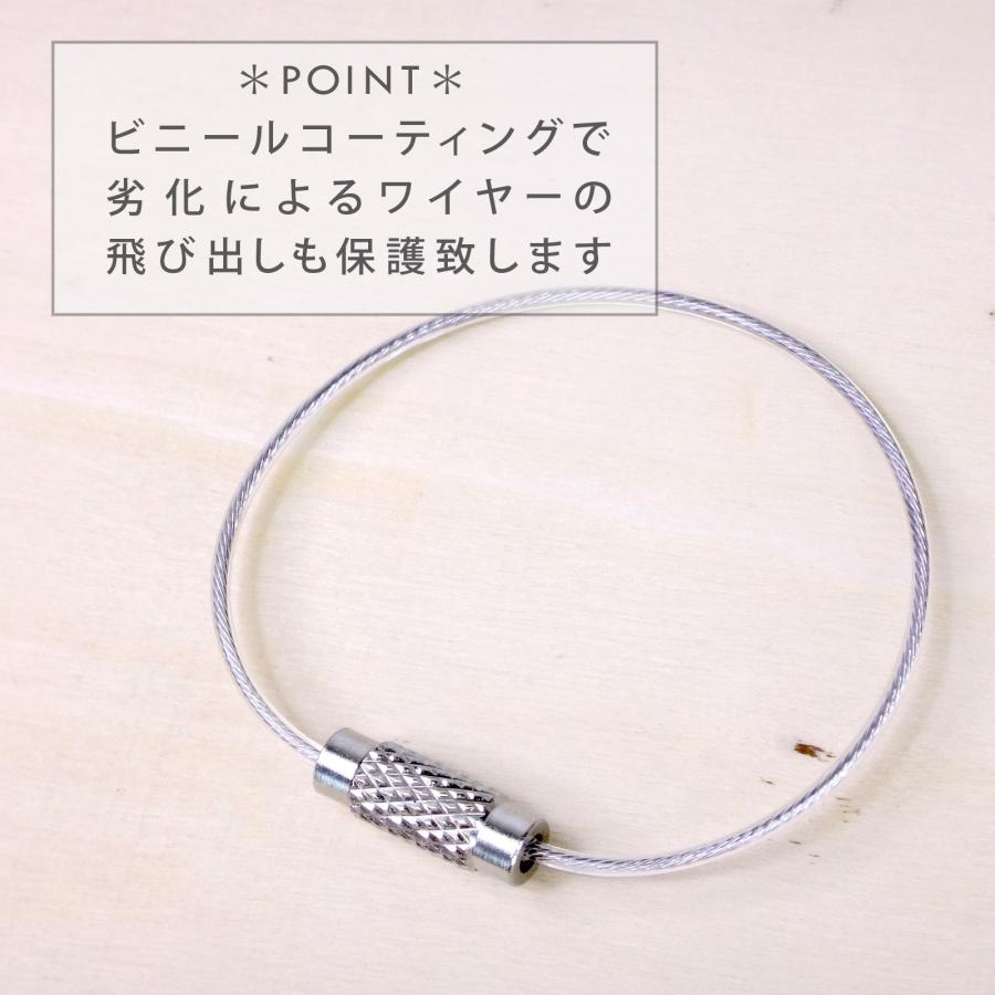 ワイヤーキーホルダー ワイヤーリング ねじ式 キーチェーン カラフル