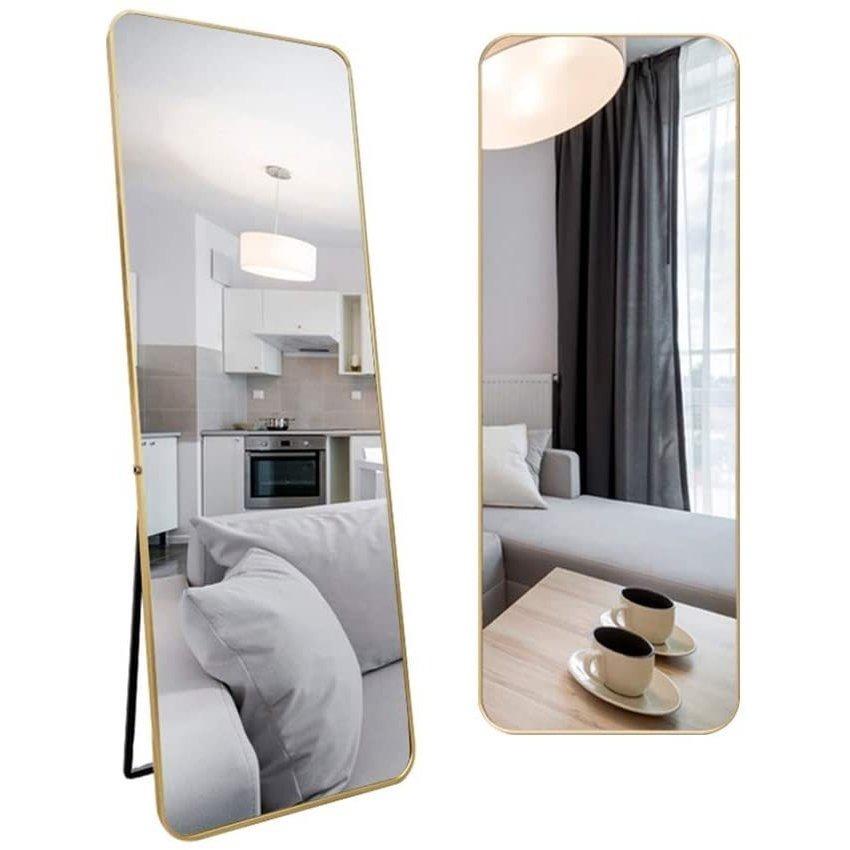美品】 期間大特価704スタンドミラー 全身鏡姿見 160cm*50cm ゴールド