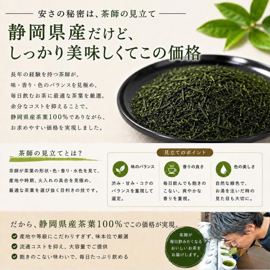静岡県産 製茶問屋 茶商 セレクト 徳用 深蒸し茶 深緑 100g 3本 パック