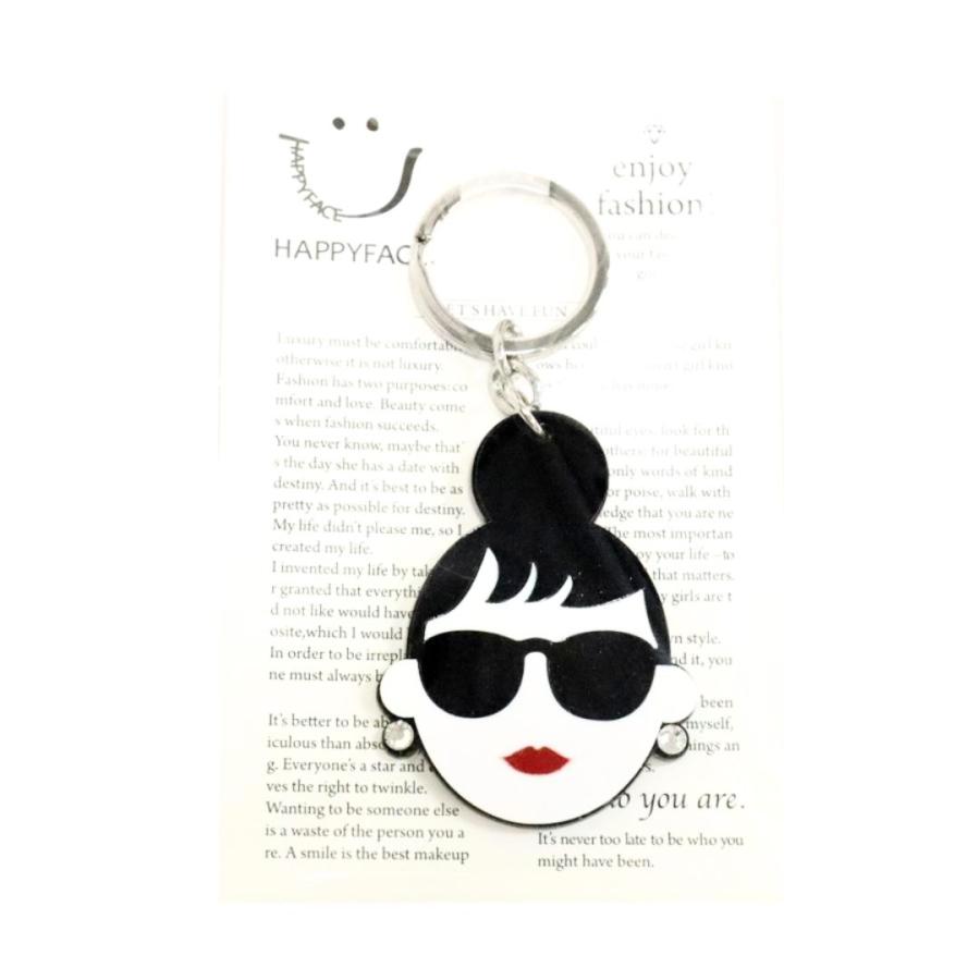 HAPPY FACE EMMA キーホルダー CHARM サングラス LADY アクリル