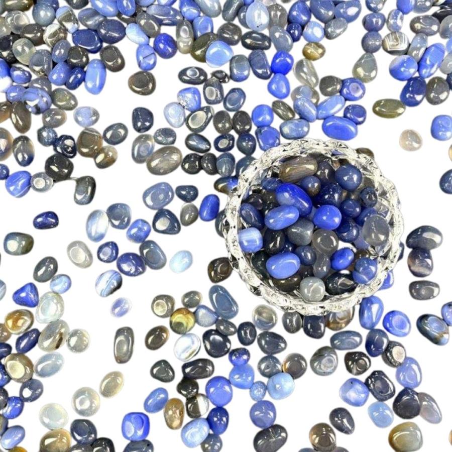 青瑪瑙（ブルーアゲート）磨き石｜サイズ別 500gパック 天然石