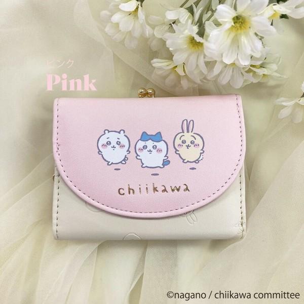 完売品 ちいかわ 二つ折り財布 小銭入れ 財布 ピンク ちいかわ】プリント口金財布 2つ折り財布 : RIO SHOP 莉緒小舗