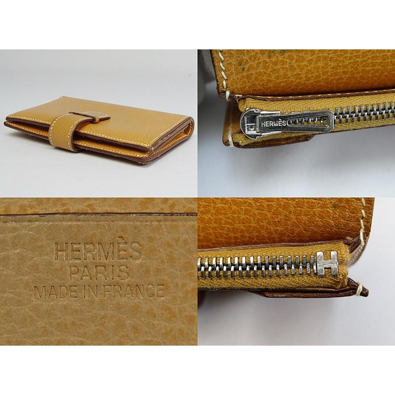 HERMES（エルメス） 二つ折り財布 ジュラ H刻印 ブラウン 中古B A-4797