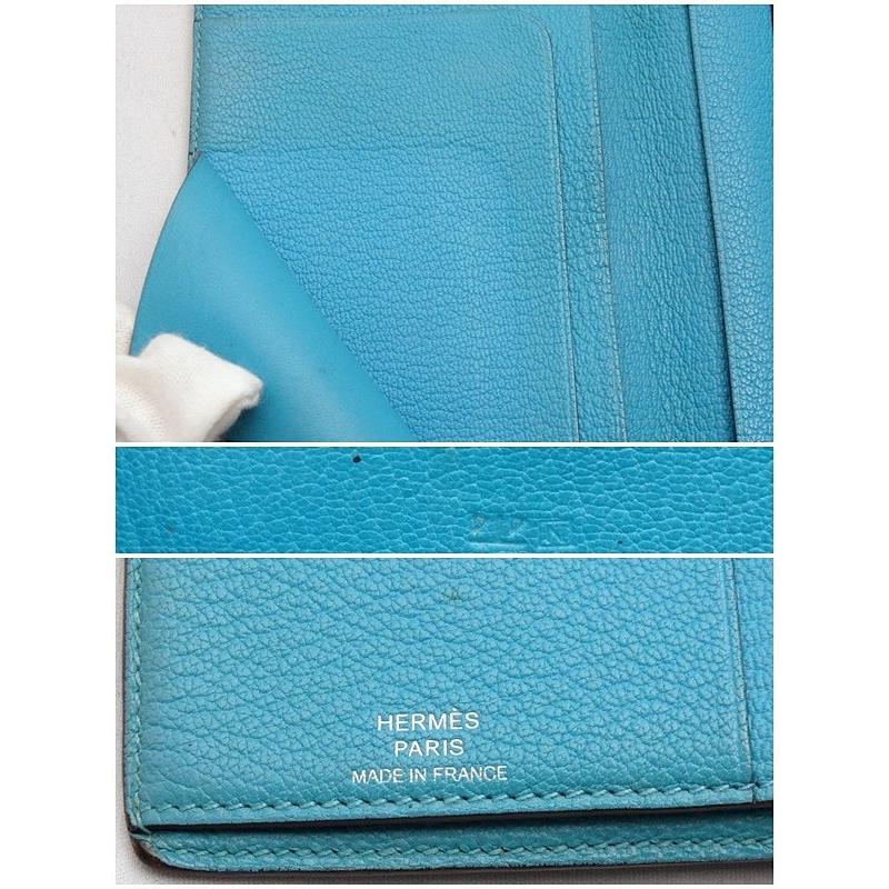 美品 エルメス HERMES エブリン 長財布 ブルー エルメス 長財布 エブリンジップロング ターコイズ×ブルーサフィール
