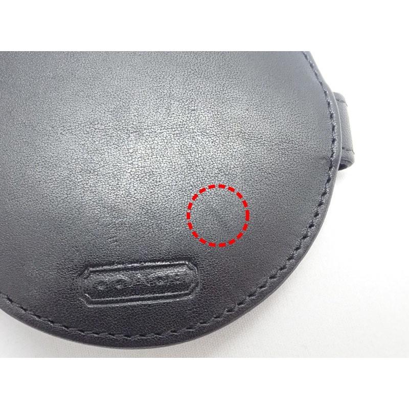 COACH（コーチ） レザー コンパクトミラー 両面 ブラック 中古B+
