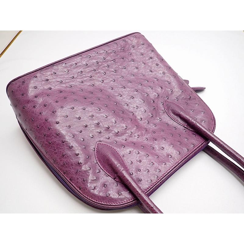 LORENZI ロレンツィ オーストリッチ ハンドバッグ パープル 中古B+  