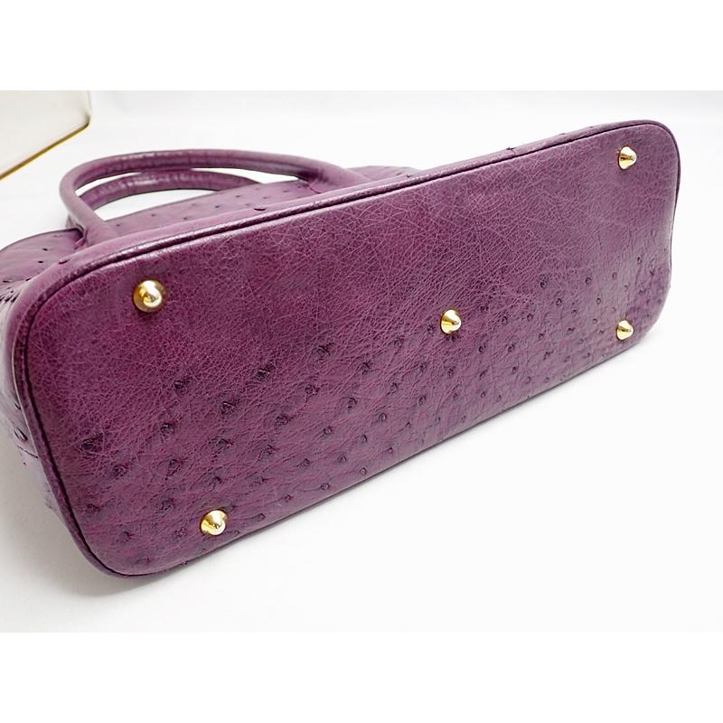 LORENZI ロレンツィ オーストリッチ ハンドバッグ パープル 中古B+  