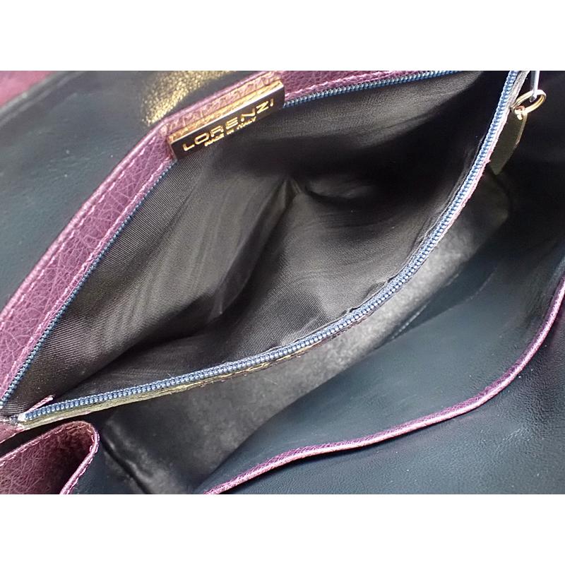 LORENZI ロレンツィ オーストリッチ ハンドバッグ パープル 中古B+  
