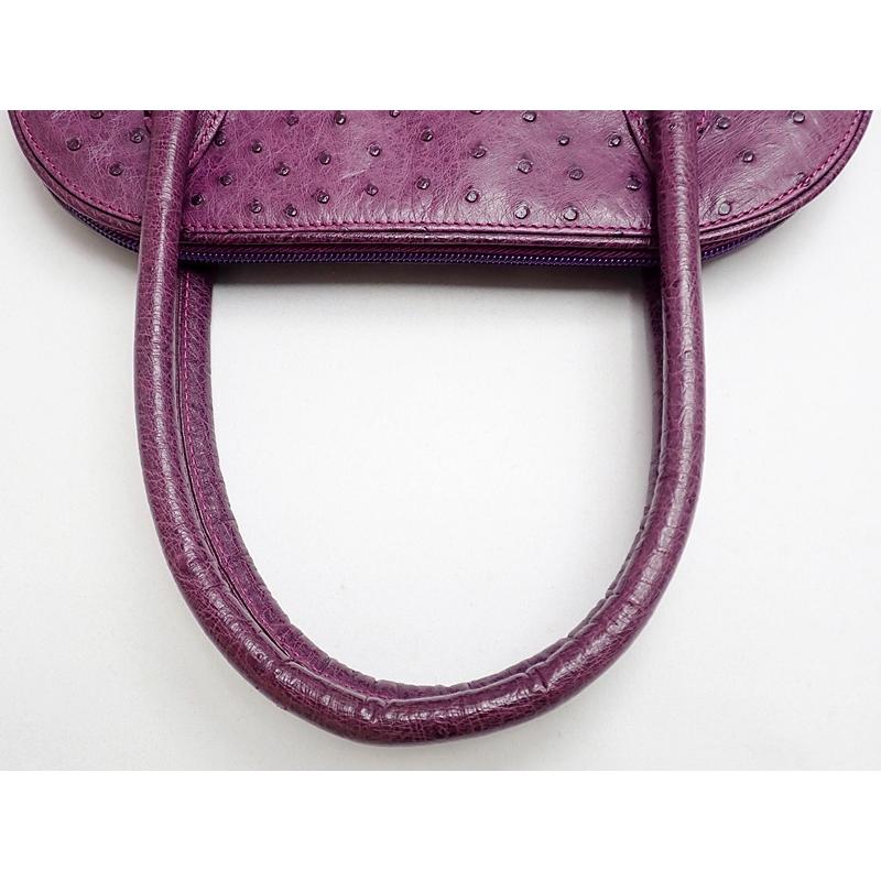 LORENZI ロレンツィ オーストリッチ ハンドバッグ パープル 中古B+  
