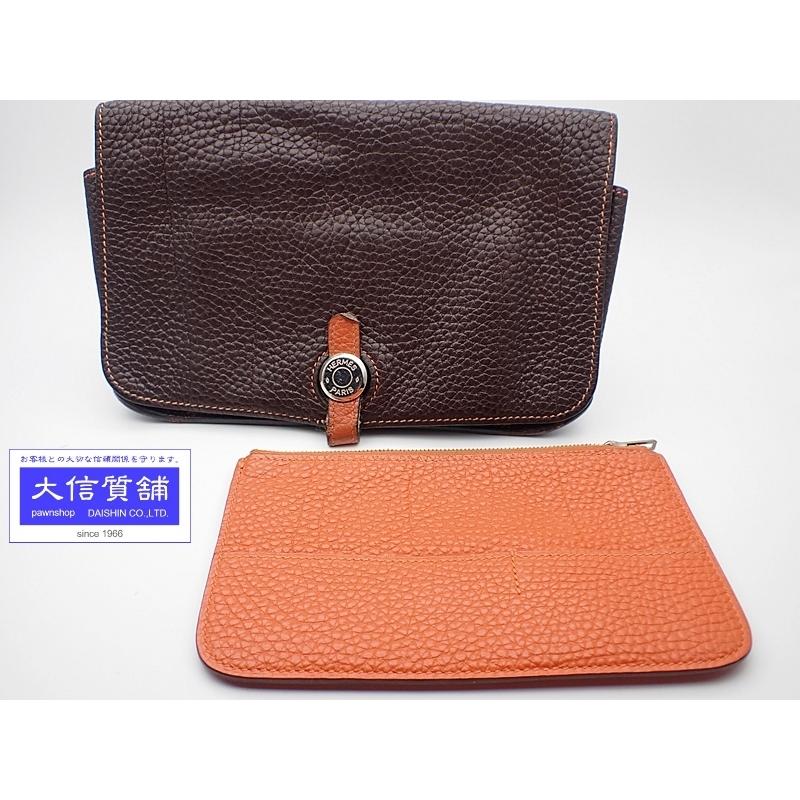 HERMES ダークブラウン レザー 長財布 ドゴンGM トリヨンクレマンス