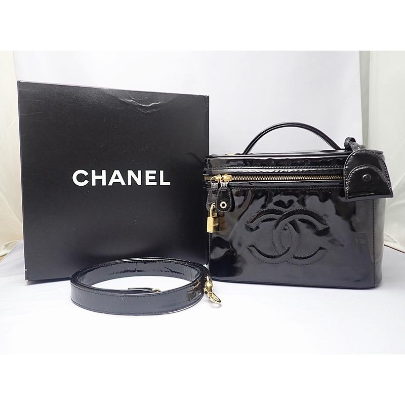 美品　シャネル　エナメル　ココマーク　バニティバッグ　ブラック CHANEL（シャネル） ココマーク 2WAY バニティバッグ エナメル