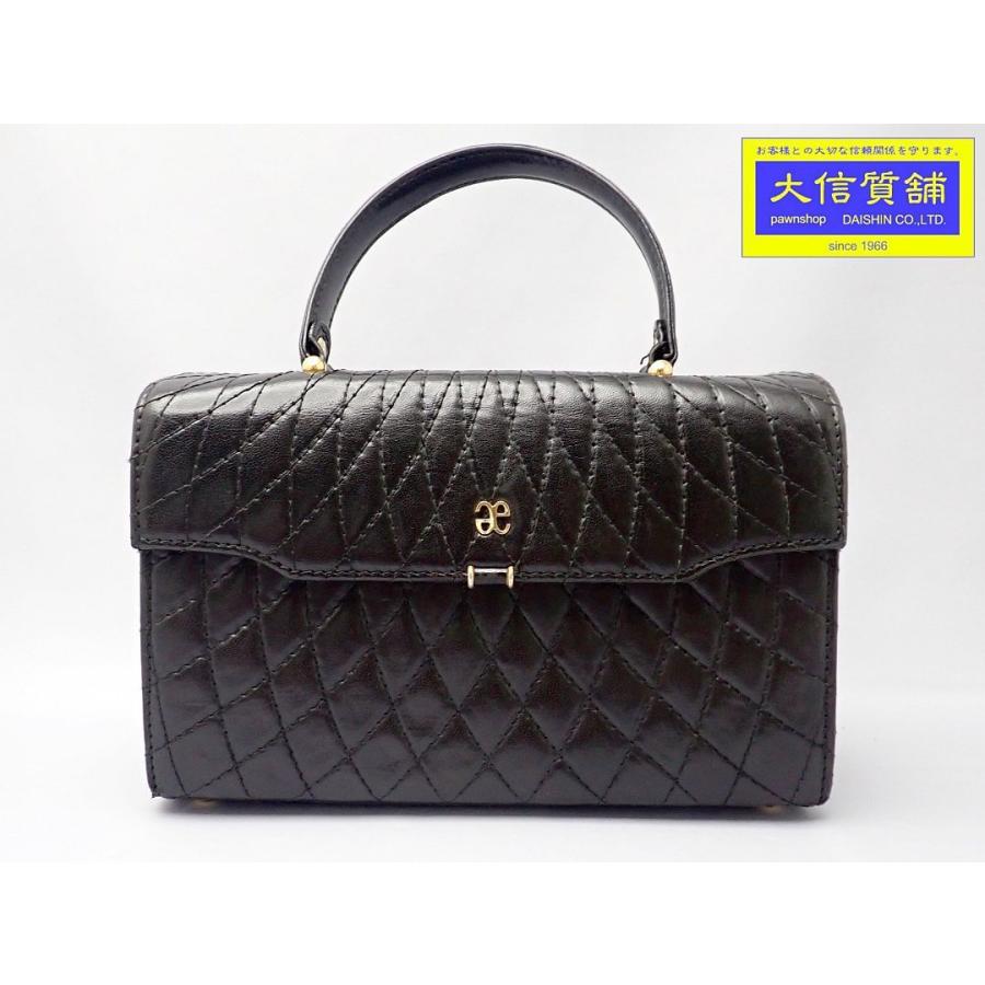 ELEGANCE エレガンス ハンドバッグ ブラック キルティング レザー 中古  