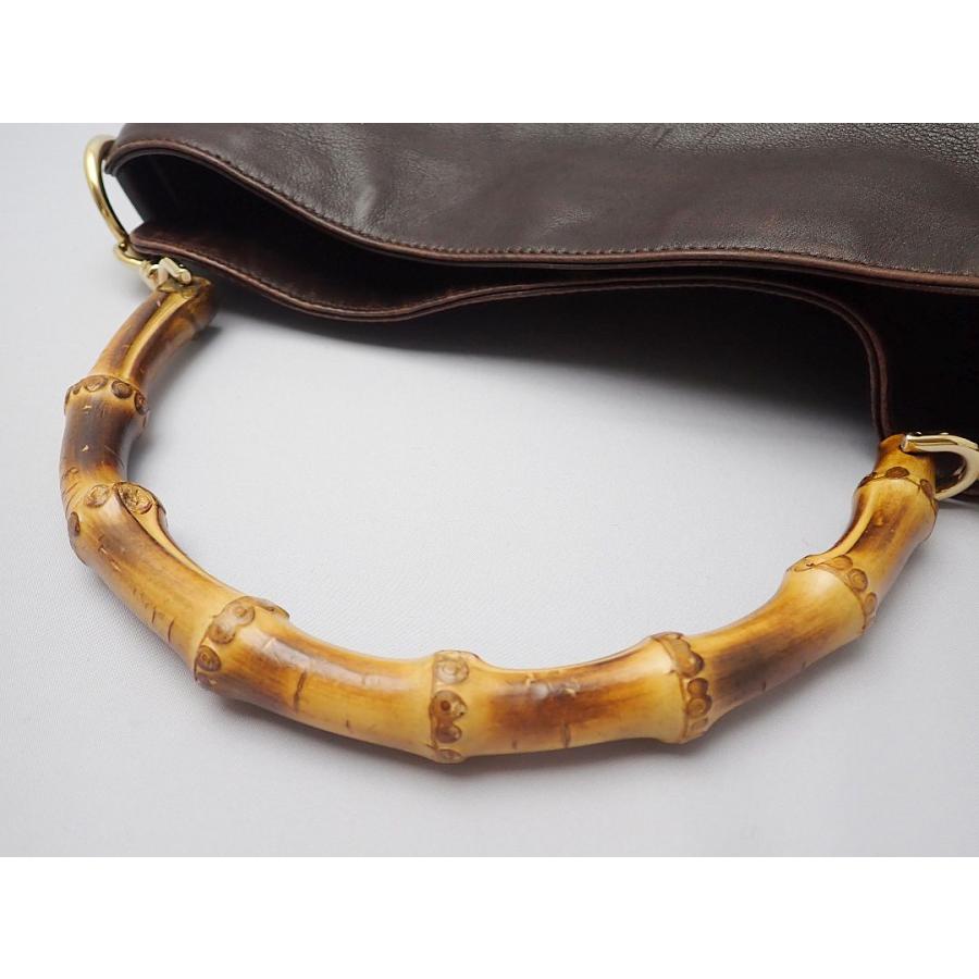 GUCCI（グッチ） バンブー 2WAY レザー ショルダーバッグ ダーク
