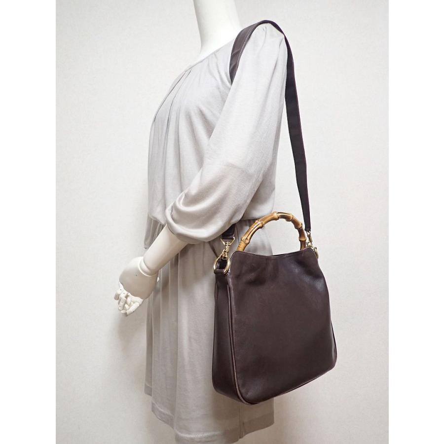 GUCCI（グッチ） バンブー 2WAY レザー ショルダーバッグ ダーク