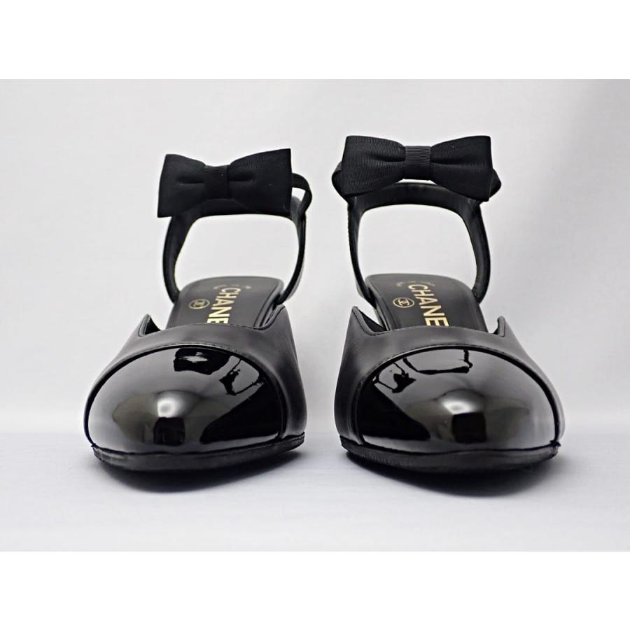 CHANEL（シャネル） ヒール パンプス 36 レザーxエナメルxサテン