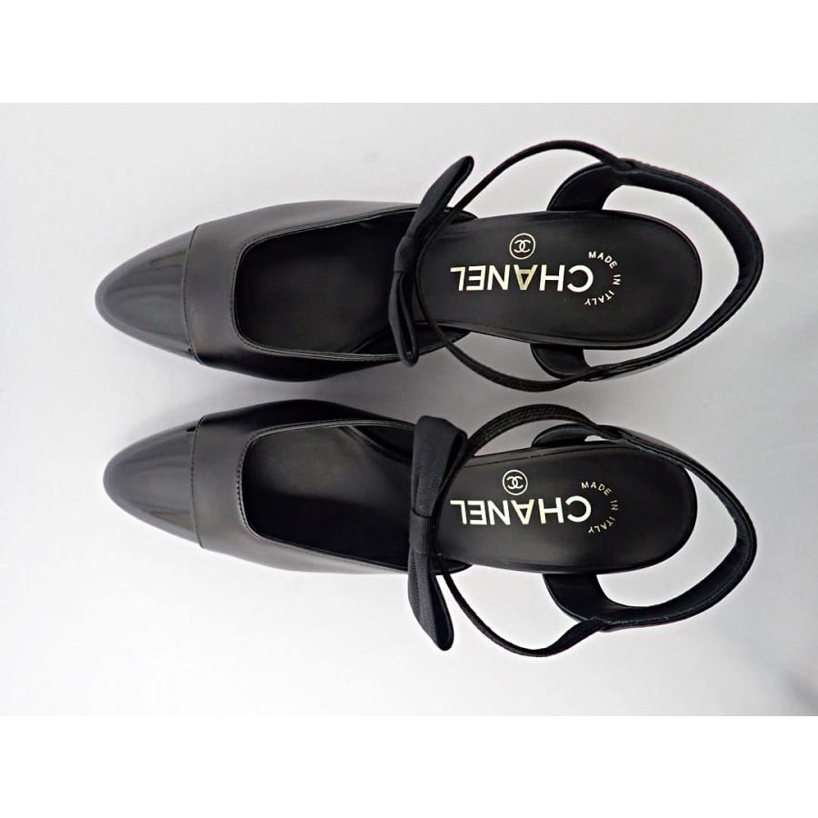 CHANEL ストラップパンプス 36 ブラック（レザー、サテン）?まで
