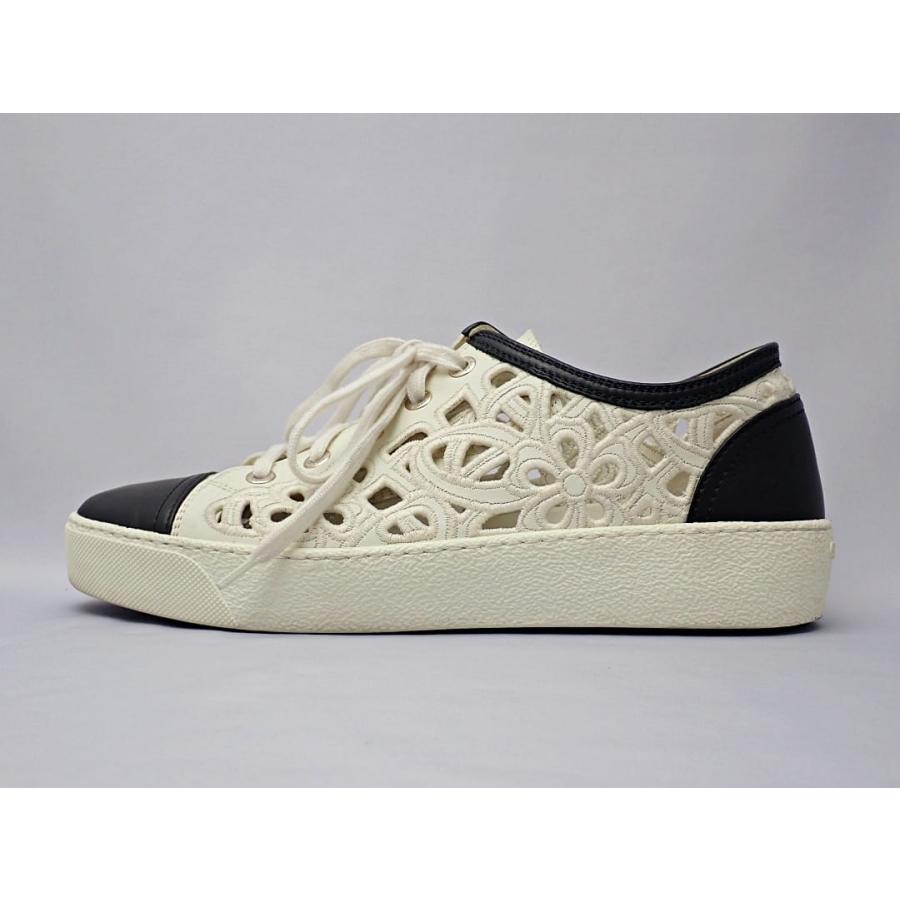 CHANELシャネル☆バレリーナ37 ツイード&カメリアレースココマーク