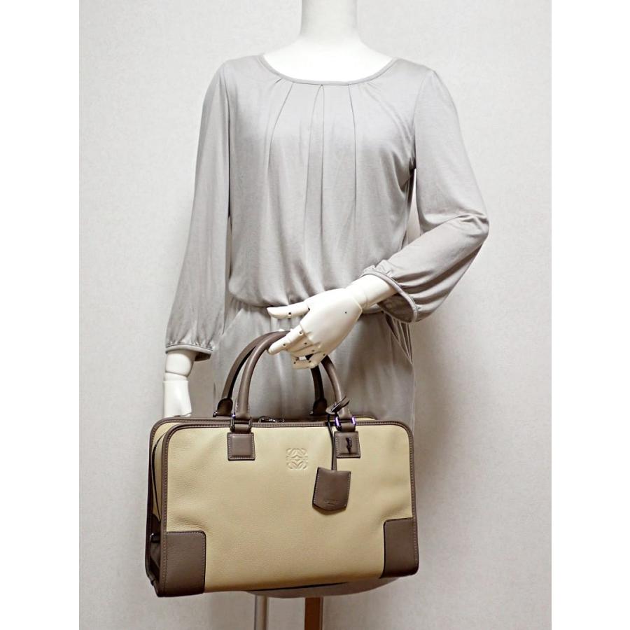 LOEWE ロエベ アトリエ ハンドバッグ アマソナ 36 ベージュｘブラウン イニシャル入り 新品同様品 【送料無料】 A-8144の画像