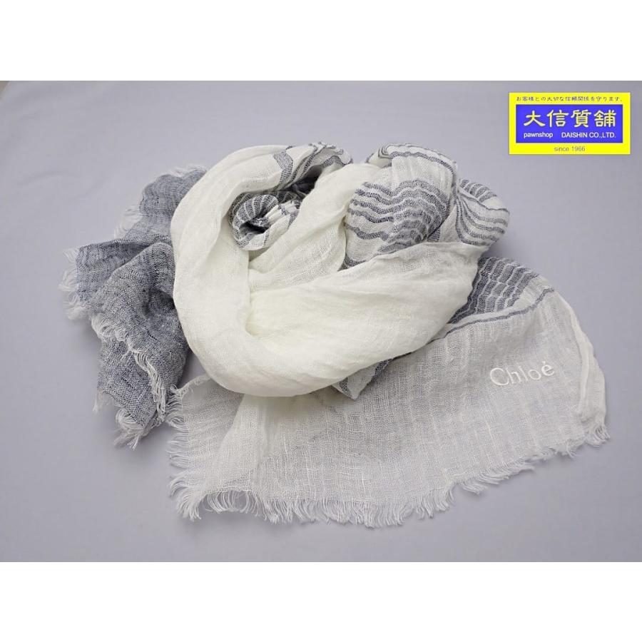 Chloe CHLOE FOULARDS クロエ 薄手 マフラー ストール チェック グレー 