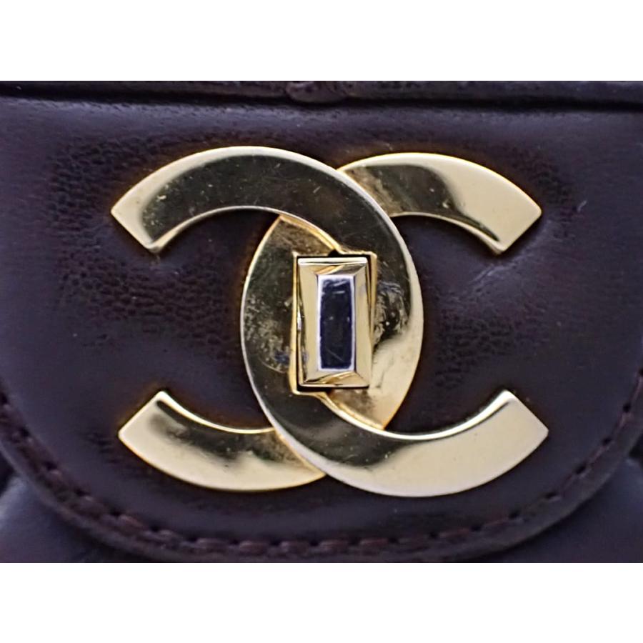 CHANEL シャネル ヴィンテージ マトラッセ チェーン ハンドバッグ ラムスキン ダークブラウン ゴールド金具 逆ココ 中古B 【送料無料】 A-8200｜daishin78｜05