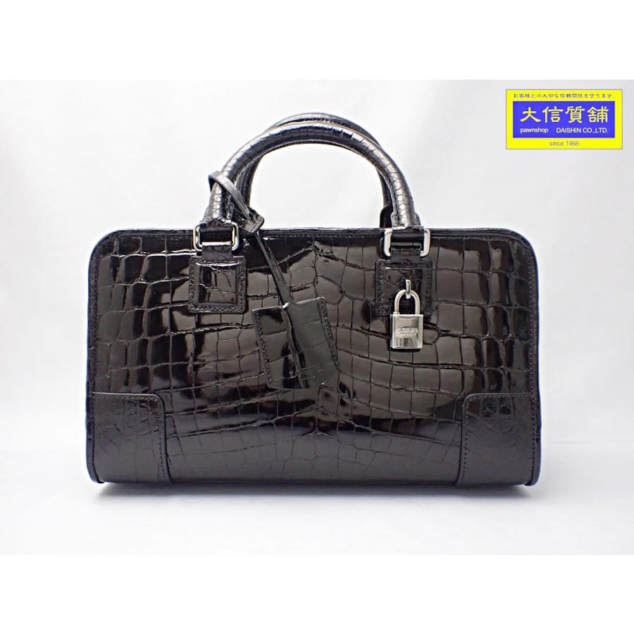 LOEWE（ロエベ） アトリエ ハンドバッグ アマソナ 30 クロコ ブラック
