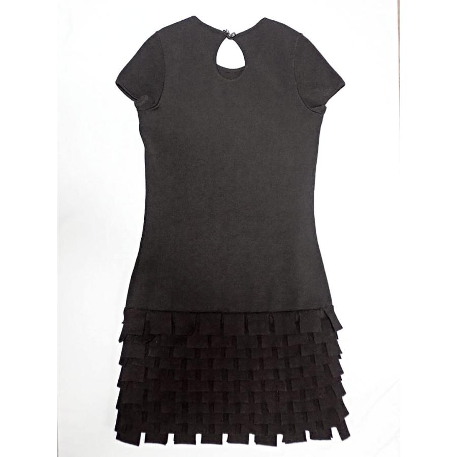 CHANEL シャネル フリル ニット ワンピース ドレス 36 ドラゴン レーヨン ブラック 10A/2010年 上海コレクション 中古A- 【送料無料】 A-8249_2