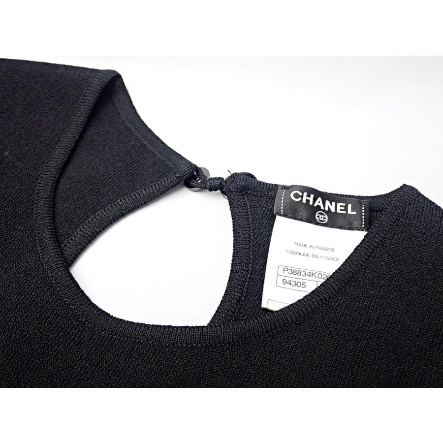 CHANEL シャネル フリル ニット ワンピース ドレス 36 ドラゴン レーヨン ブラック 10A/2010年 上海コレクション 中古A- 【送料無料】 A-8249_3
