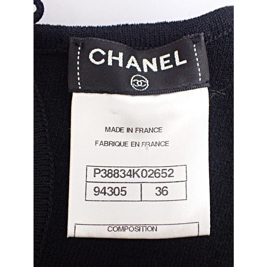 CHANEL シャネル フリル ニット ワンピース ドレス 36 ドラゴン レーヨン ブラック 10A/2010年 上海コレクション 中古A- 【送料無料】 A-8249_9