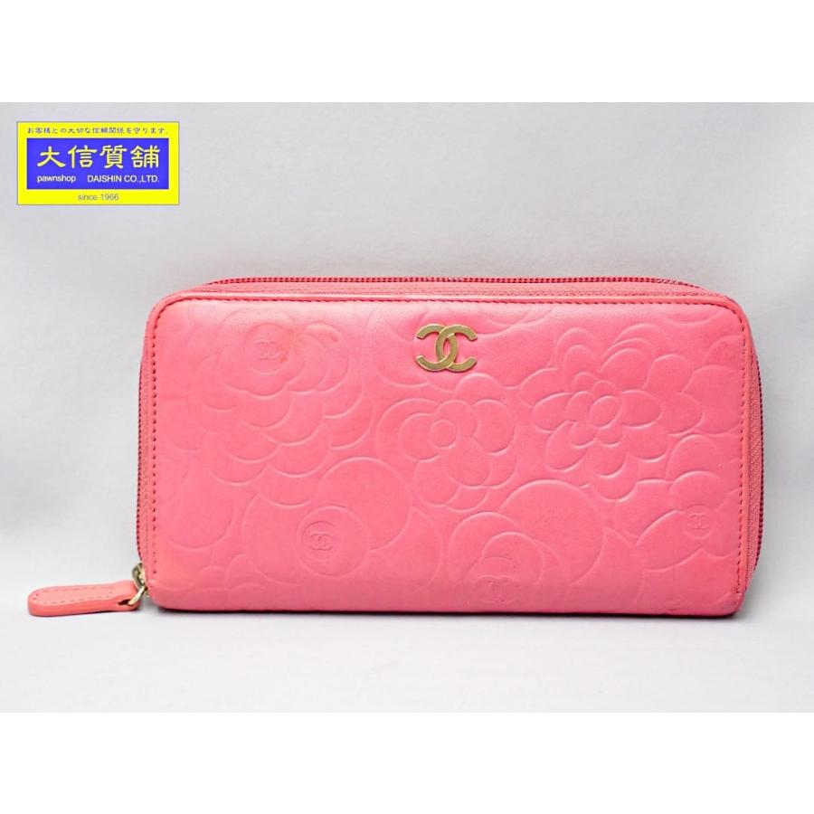 CHANEL シャネル カメリア エンボス ラウンドジップ 長財布 ピンク CHANEL（シャネル） ラウンドファスナー財布 A50085 エンボス カメリア