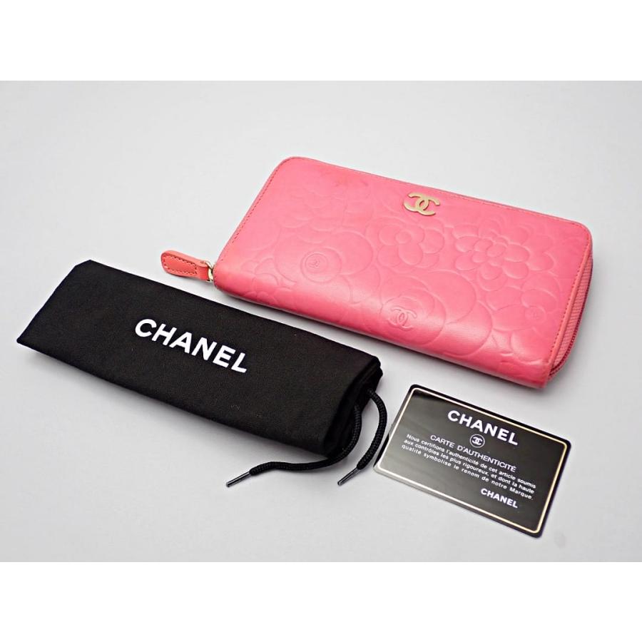 CHANEL（シャネル） ラウンドファスナー財布 A50085 エンボス カメリア