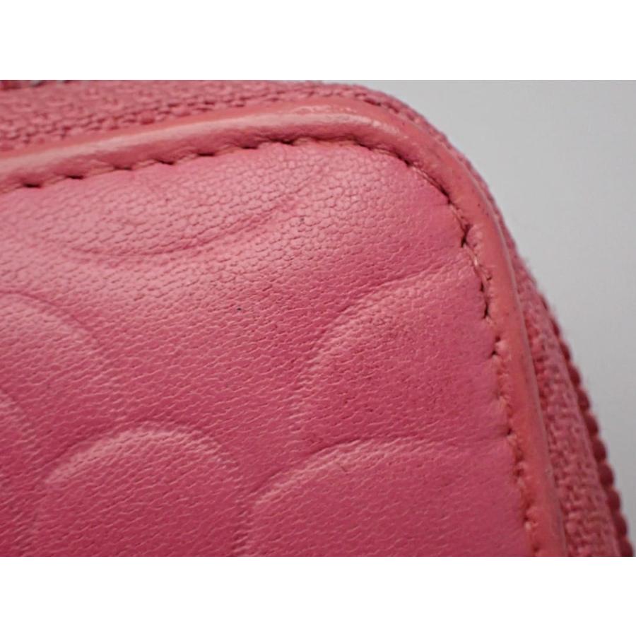 CHANEL シャネル ラウンドファスナー財布 A50085 エンボス カメリア ピンク 中古B+ 【送料無料】 A-8261 CHANEL（シャネル） ラウンドファスナー財布 A50085 エンボス カメリア