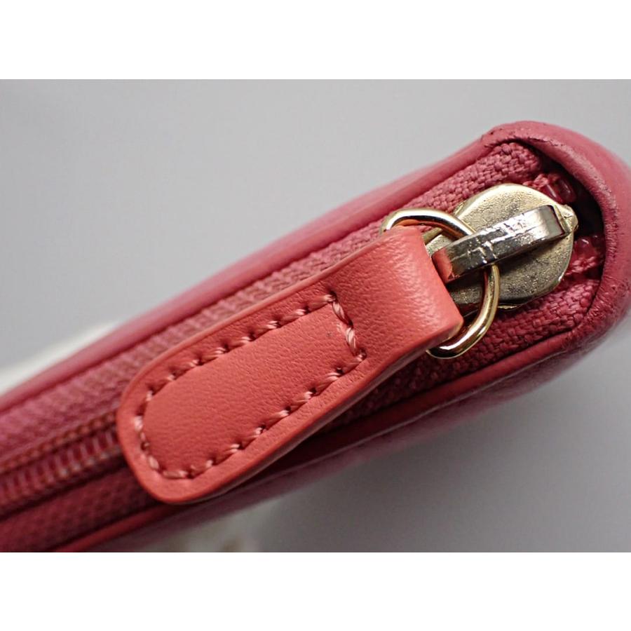 CHANEL シャネル ラウンドファスナー財布 A50085 エンボス カメリア ピンク 中古B+ 【送料無料】 A-8261 CHANEL - CHANEL シャネル ラウンドファスナー財布 A50085 エンボス